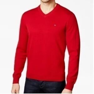Tommy Hilfiger Pullover V-neck Sweater Long Sleeve Classic Fit Solid